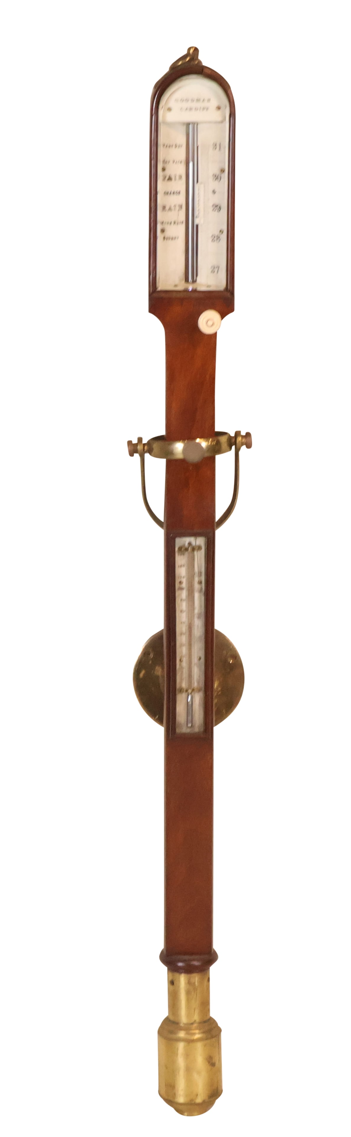 Gimbaled Marine Barometer/Thermometer, Marked "Goodman, Cardiff" (1 of 16)