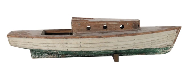 Painted Oak Boat Model