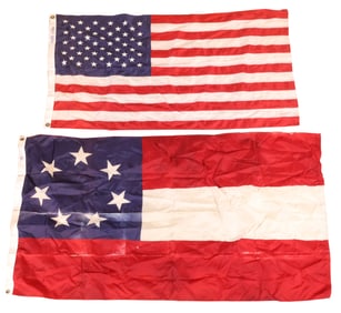 Grouping of American Flags and State Flags