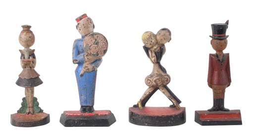 Four Fish Painted Cast-Iron Doorstops