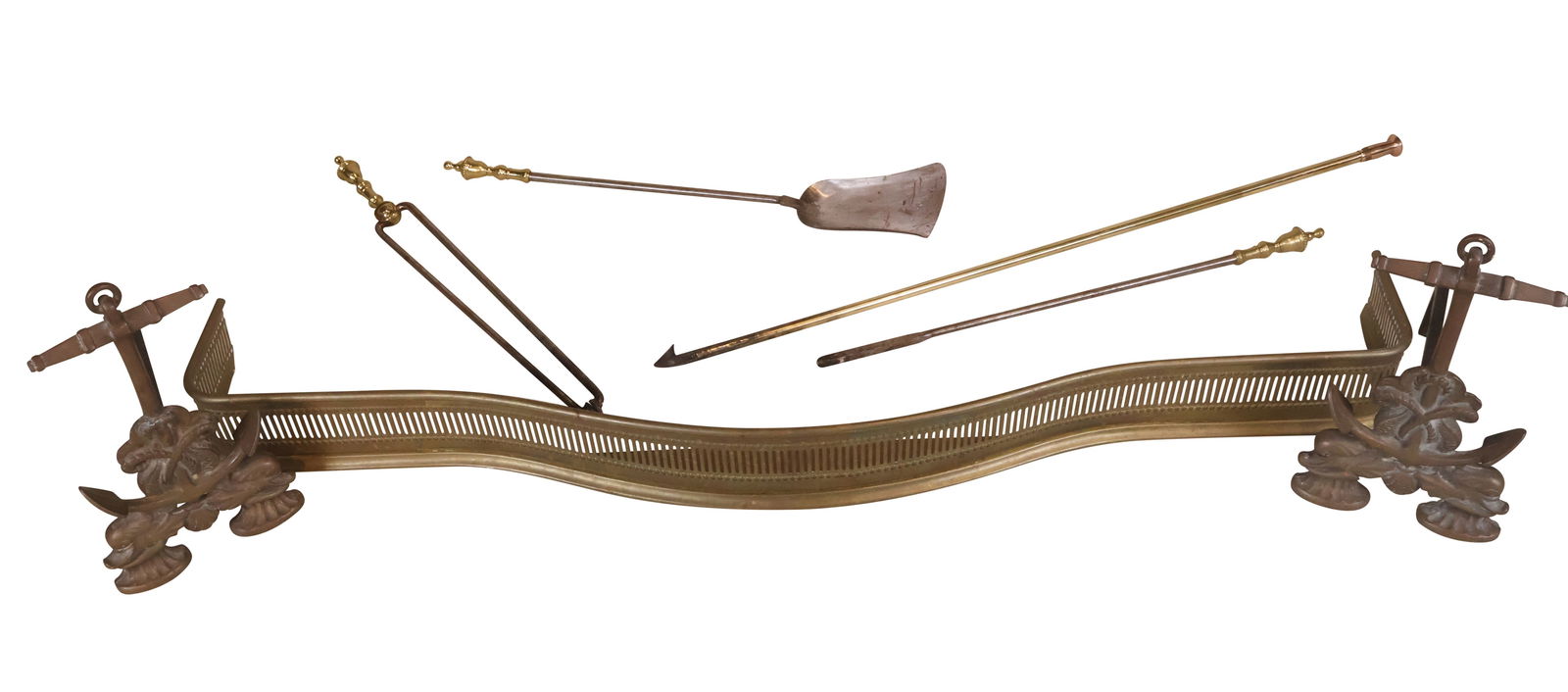 Pair of Nautical Anchor and Dolphin Andirons (1 of 10)