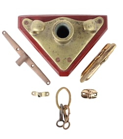 Fifteen Pieces of Miscellaneous Brass and Iron Marine Hardware