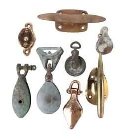 Eighteen Brass Maritime Sailing Pulleys