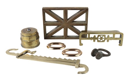 Ten Pieces of Miscellaneous Brass Hardware