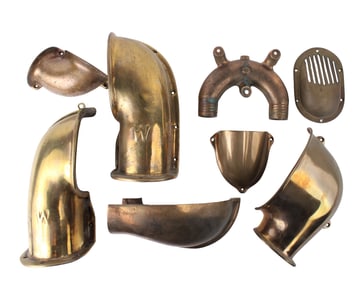 Eight Maritime Brass Cowl Vents