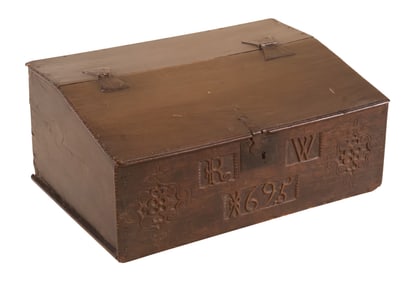 William III Oak Slant-Lid Box
