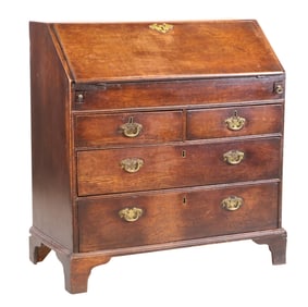 Georgian Oak Slant-Front Desk, English, Mid 18th C.