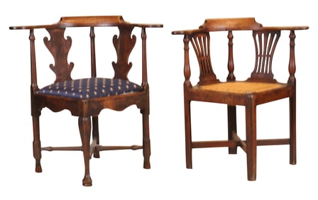 Two Georgian Oak Corner Chairs