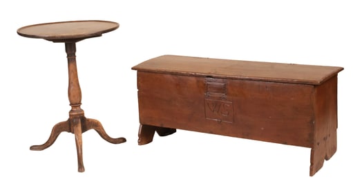 English Chip Carved Yew and Oak Lift-Top Chest