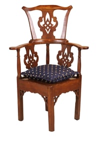 George III Oak and Beechwood High-Back Corner Chair