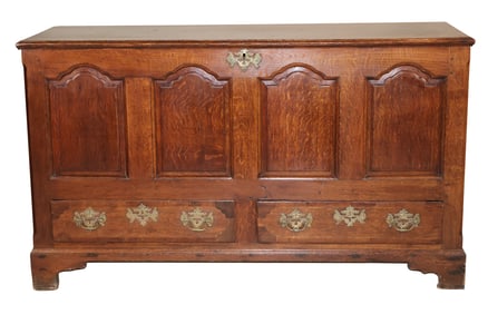 George III Paneled Oak Chest over Drawers