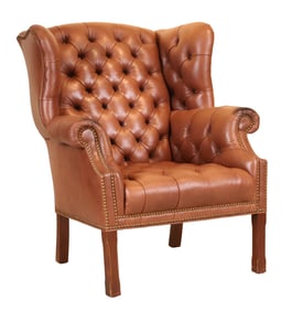 George III Style Tufted Leather Easy Chair