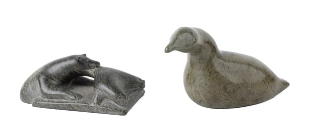 Two Canadian Eskimo/Inuit Hardstone Sculptures