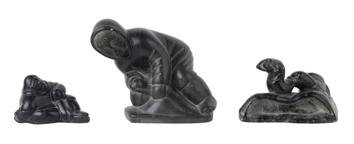 Three Canadian Eskimo/Inuit Hardstone Sculptures