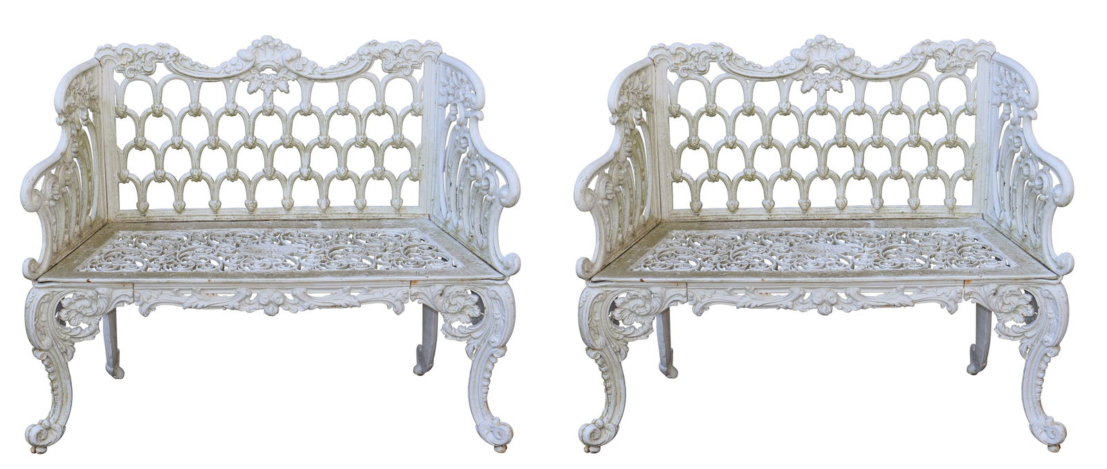 Pair of White Painted Cast Iron Benches (1 of 11)