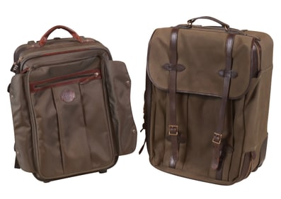 Two Filson Canvas and Leather Rolling Suitcases