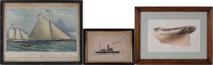 H.M.S. Columbine in Dry Dock, Watercolor