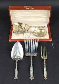 Whiting Sterling and Enamel Flatware in the Dresden Pattern