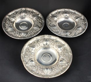 Three Sterling Silver Lily of the Valley Dessert Stands