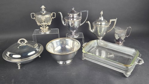 Two Webster Glass and Silver Plated Cream and Sugar