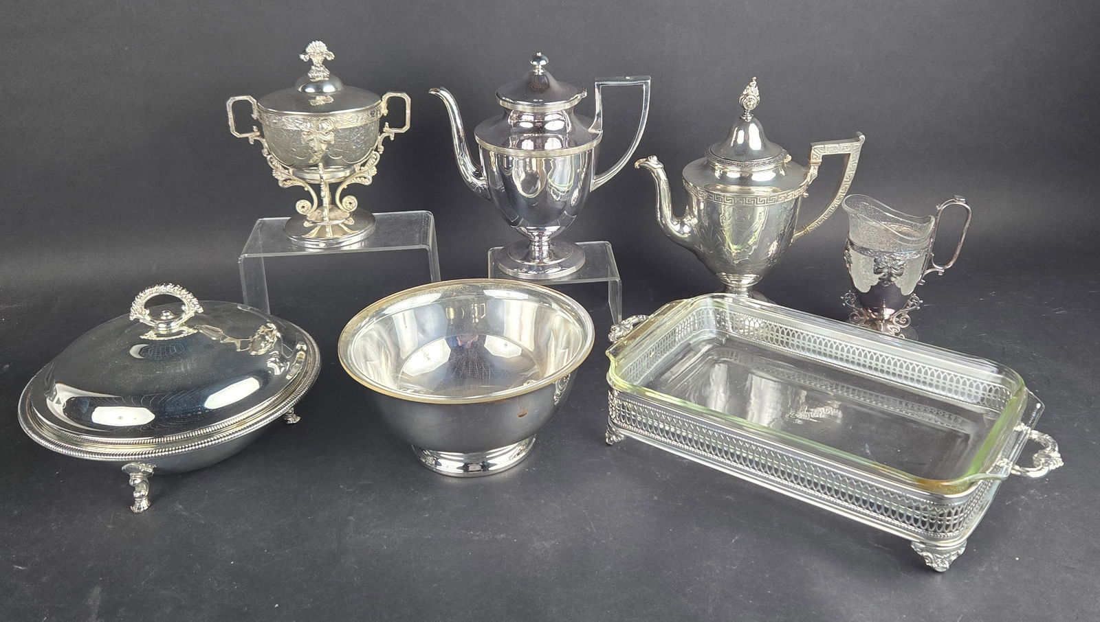 Two Webster Glass and Silver Plated Cream and Sugar (1 of 11)