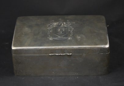 Very Large British Sterling Silver Cigar Box