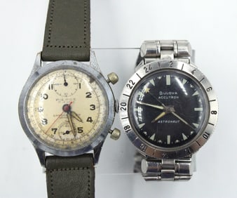 1940s Pierce 2-Register Nickel Plated Chronograph