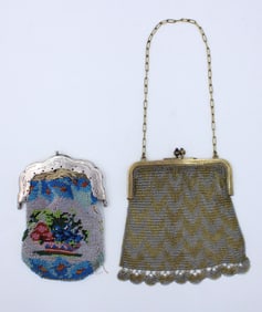 Dutch Beaded Purse with Silver Mounts