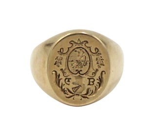 18K Gold Man's Signet Ring