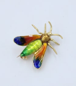 18K Gold & Enamel Winged Insect