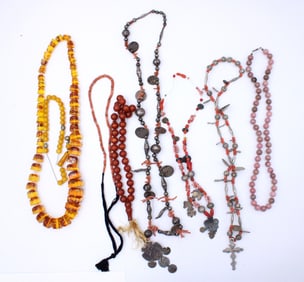 Three Guatemalan Silver & Coral Necklaces