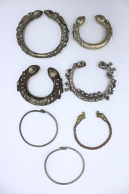 Four Nepalese or Tibetan Large Bronze Bracelets