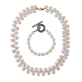 Tiffany Sterling Silver and Pearl Toggle Bracelet