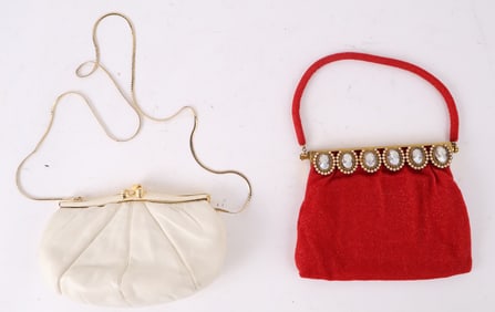 Judith Lieber White Leather Evening Bag