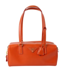 Prada Orange Leather Lux Barrel Bag