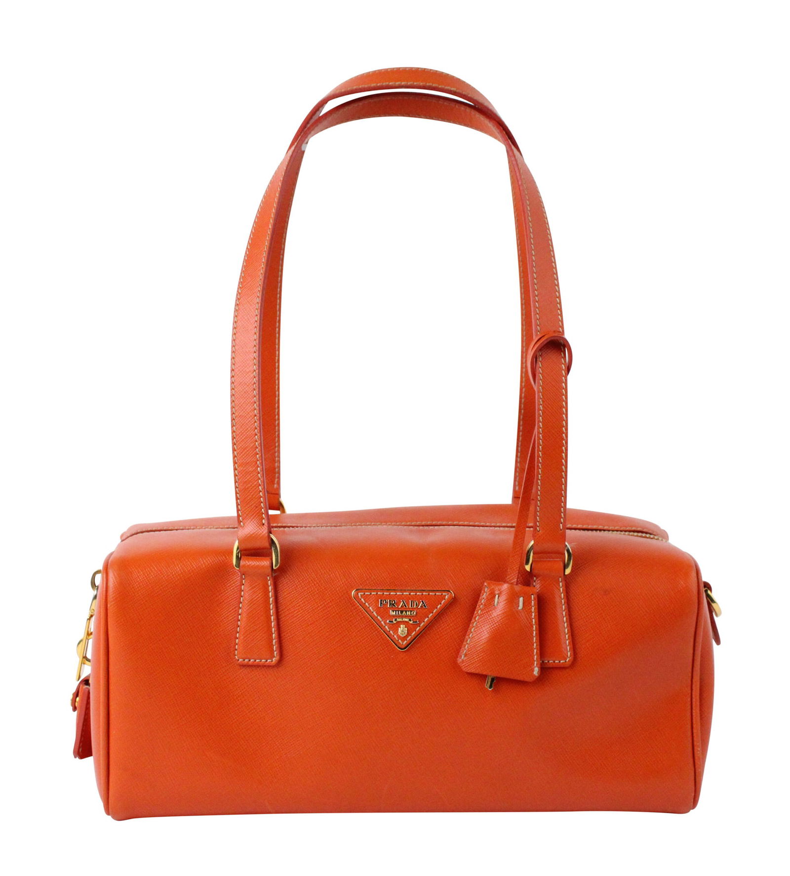 Prada Orange Leather Lux Barrel Bag (1 of 12)