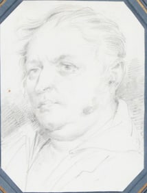 Eugene Deveria, French 1805-1865, Portrait of Le Pere Thomas, Graphite on Paper