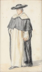 Auguste Anastasi, 1820-1889, Portrait of a Clergyman, Mixed Media on Paper