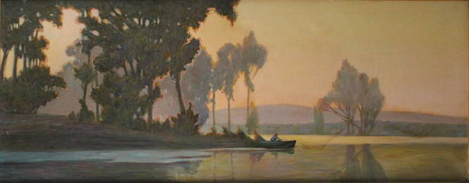 Attributed to Alexandre Jacob, French 1876-1972, Riverscape with Fishman, Oil on Canvas