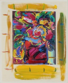 Peter Max, German/American 1937, Abstract Floral Still Life, Mixed Media on Canvas