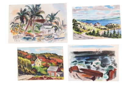Harry Glassgold, 1908-1984, Two Harbor Scenes, Watercolors