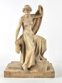 Brenda Putnam, 1890-1975, Seated Woman with Wrap, Painted Plaster