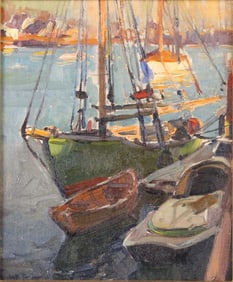 Emile Albert Gruppe, 1896-1978, Gloucester Harbor Scene, Oil on Canvas Laid on Board