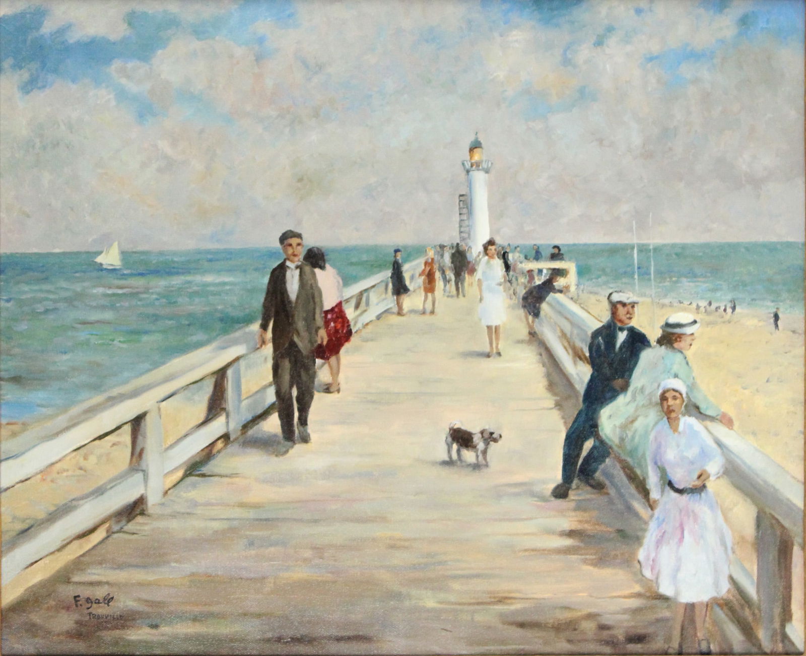 Attrib. Francois Gall, French/Hungarian 1912-1987, Trouville Pier Scene, Oil on Canvas (1 of 8)