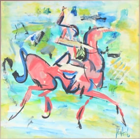Gen Paul, French 1895-1975, Figure on a Horse, Gouache