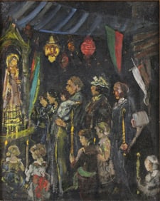 Jerome Myers, 1867-1940, Madonna Worship, Oil on Board