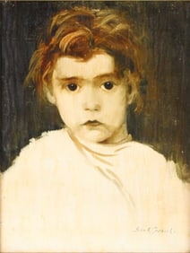 John R Grabach, American 1886-1981, Portrait of a Child, Oil on Panel
