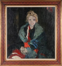 John R Grabach, American 1886-1981, Little Helen with Green Shawl, Oil on Canvas