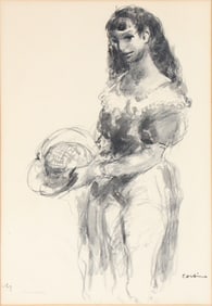 Jon Corbino, American 1905-1964, Actress in Costume, Charcoal and Wash