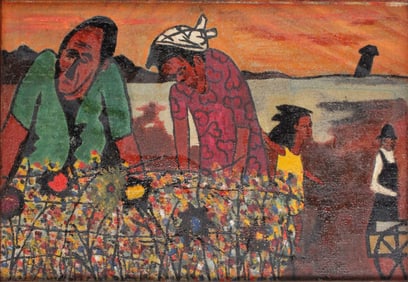 Vincent DaCosta Smith, American 1929-2004, Sharecroppers, Oil on Canvas